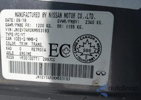 2019 Infiniti Q50 3.0T Luxe/3.0T Signature Edition/3.0T Sport z USA, uszkodzony, nr VIN JN1EV7AR0KM553193